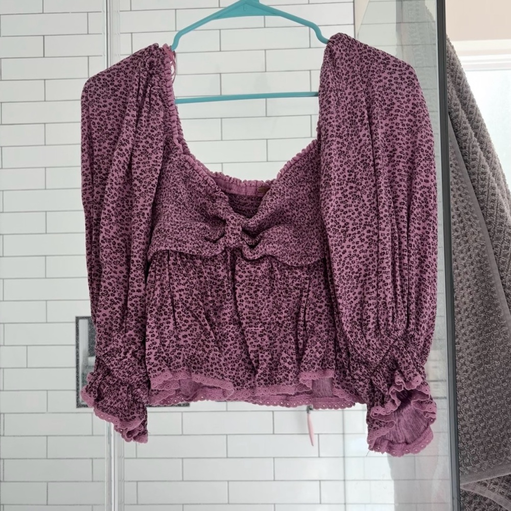 Free People Purple Patterned Blouse